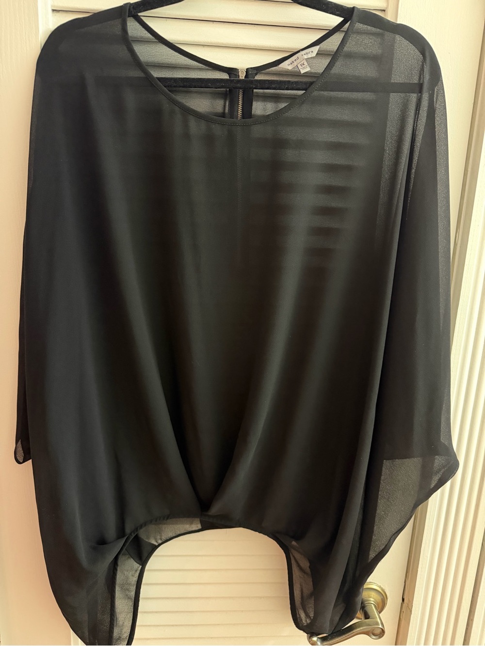 Naked Zebra Black Oversized Womenโs Blouse Size 1X